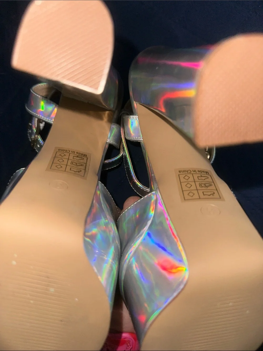So Me Holographic Iridescent Platform Heels